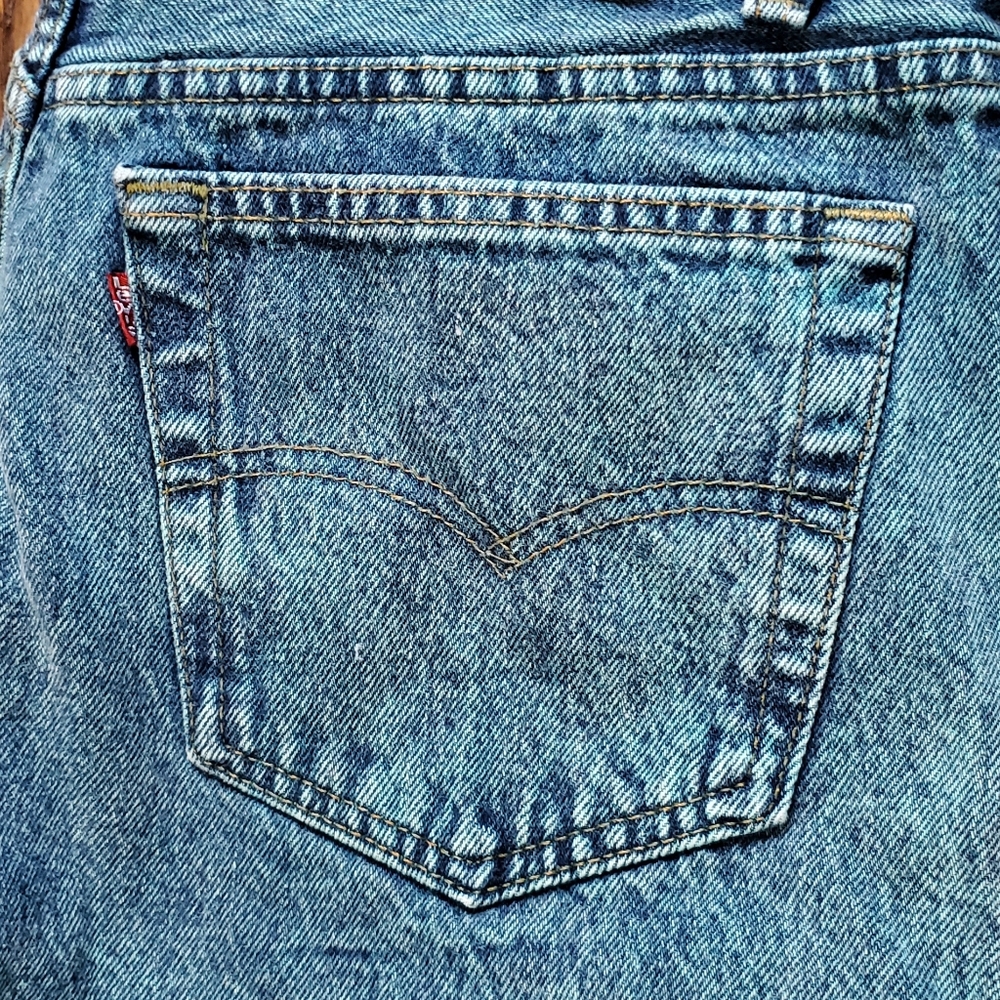 Vintage Levis 501 0675 W32 L34 Teal Overdye button fly red label 80s / 90s - Picture 8 of 16